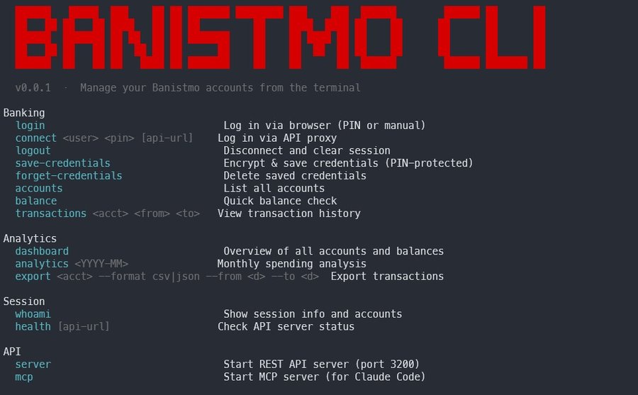 Banistmo CLI v0.0.1 — herramienta de terminal para gestionar cuentas, transacciones y analítica bancaria